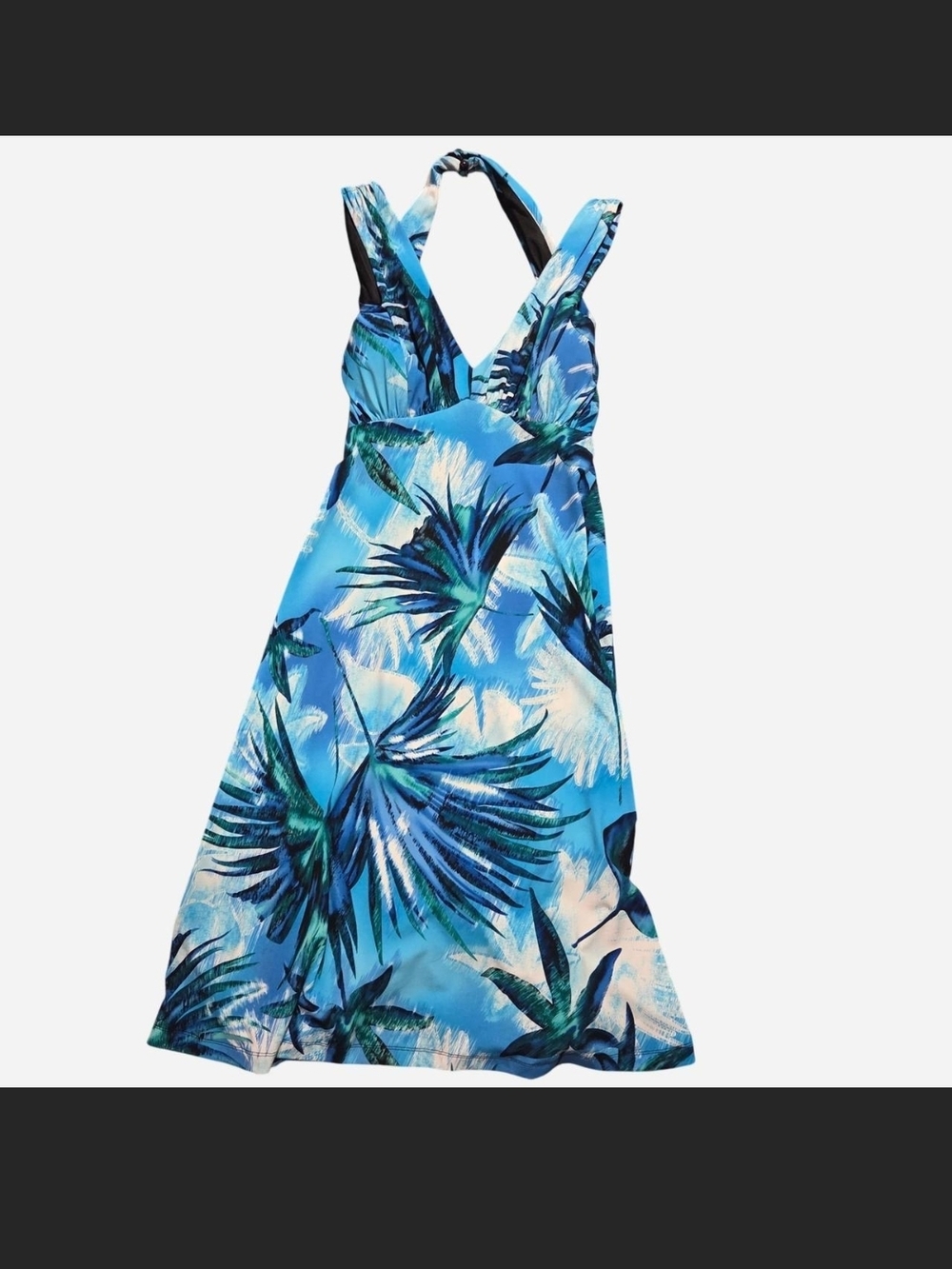 connected apparel Blue Tropical Palm Print Dress
